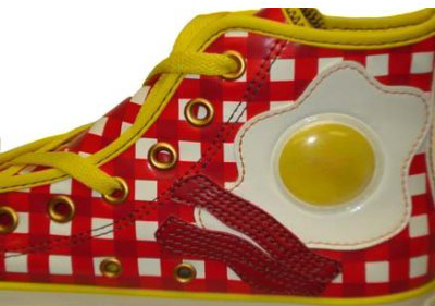 Bacon Egg Pancake Pattern Print Black Sneaker Shoes For Men Women main image 1