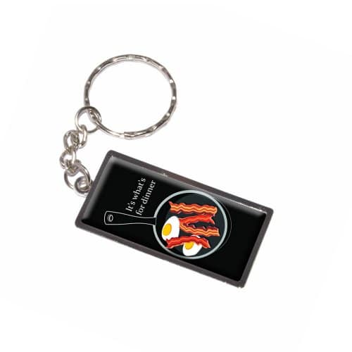 Graphics-and-More-Bacon-and-Eggs-Whats-For-Dinner-Black-Breakfast-Keychain-Ring-K6248-0