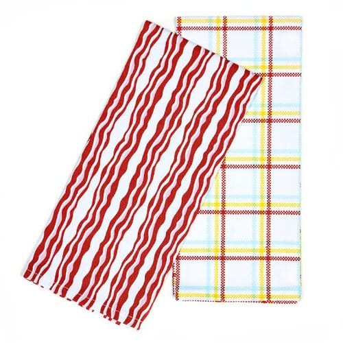 100% Cotton Red & White 20x28 Dish Towel, Set of 6 - Pig Red